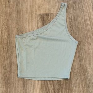 SHEIN Sage Green One Shoulder Tank Top Size Small